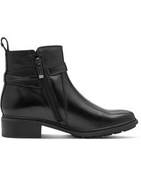 Tamaris - Leather Buckled Zip Biker Ankle Boots - Lyst