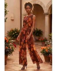 Roman - Floral Print Pleated Jumpsuit - Lyst