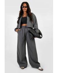 Boohoo - Plus Tailored Seam Front Slouchy Wide Leg Trousers - Lyst