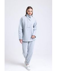 Hiccup - Half Open Collar Oversized Sweatshirt With A Neck Detail - Lyst