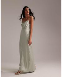 ASOS - Bridesmaids Lace Detail Column Satin Maxi Dress - Lyst