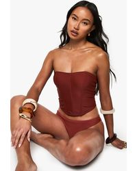 Boohoo - Premium Corset Detail Tankini Bikini Top - Lyst
