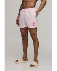 BoohooMAN - Monte-Carlo Embroidered Print Short Length Swim - Lyst