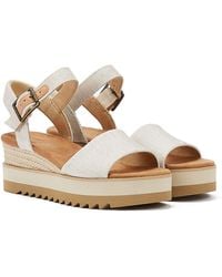 TOMS - Diana Canvas Wedge Natural Sandal - Lyst