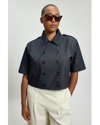 Karen Millen - Plus Size Tailored Denim Trench Jacket - Lyst
