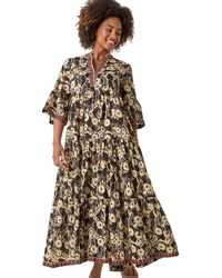 Roman - Floral Print Border Maxi Dress - Lyst