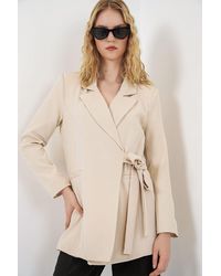 Bigdart - Long Tie Closure Shawl Collar Blazer - Lyst