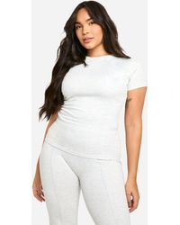 Boohoo - Plus Dsgn Studio Supersoft Sculpt Short Sleeve Top - Lyst