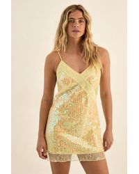 Nasty Gal - Sequin Lace Insert Strappy Mini Dress - Lyst