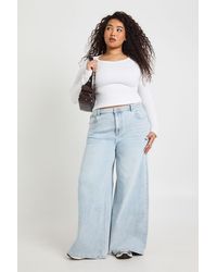 Boohoo - The Plus Mid Waist Wide Leg Jean - Lyst