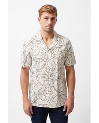 French Connection - Cotton Floral Print Short Sleeve Button Up Shirt - Lyst
