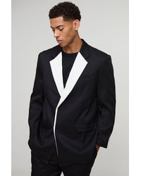 BoohooMAN - Straight Fit Contrast Panel Suit Blazer - Lyst