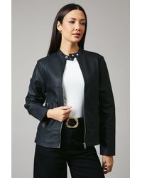 PRINCIPLES - Collar Detail Faux Leather Jacket - Lyst