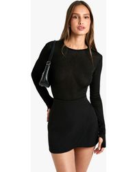 Boohoo - Woven Wrap Front Mini Skirt - Lyst