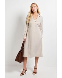 Wallis - Petite Stripe Contrast Detail Shirt Dress - Lyst