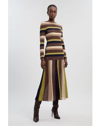 Karen Millen - Stripe Long Sleeve Knitted Maxi Dress - Lyst