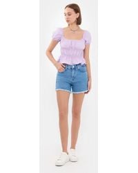 Hiccup - Square-Neck Short Sleeve Peplum Top - Lyst