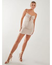 Pink Vanilla - Ruched Tie Up Front Strappy Mini Dress - Lyst