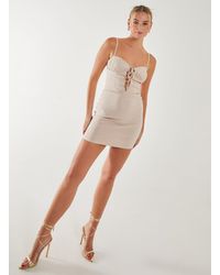 Pink Vanilla - Ruched Tie Up Front Strappy Mini Dress - Lyst