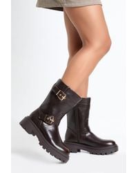 Boohoo - Double Buckle Detail Hiker Boots - Lyst