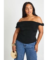 Boohoo - Plus Bardot Twist Off The Shoulder Top - Lyst