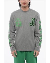 Off-White c/o Virgil Abloh - Skate-fit 23 Varsity T-shirt Met Lange Mouwen En Print In Grijs - Lyst