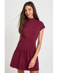 Boohoo - Bengaline Cap Sleeve Frill Hem Skater Dress - Lyst