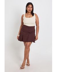 Boohoo - Plus Bengaline Pleated Mini Skirt - Lyst