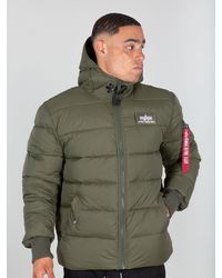 Alpha Industries - Gewatteerde Hooded Puffer Alpha Fd Jas Groen - Lyst