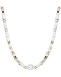 The Jewellery Stockroom - Plated Pvd Waterproof Stainless Steel Gemstone & Freshwater Pearl Necklace - Lyst