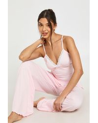 Boohoo - Jersey Lace Trim Cami & Trouser Pyjama Set - Lyst