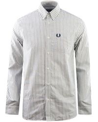 Fred Perry - Casual Striped Dark Carbon Oxford Shirt - Lyst