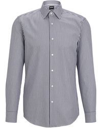 BOSS - Collared Neck Point Collar Long Sleeve Shirt - Lyst