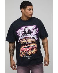 BoohooMAN - Acid Oversized Worldwide Gothic Print T-Shirt Cotton - Lyst