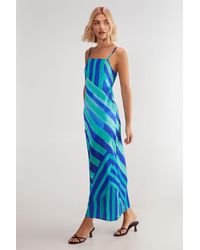 Nasty Gal - Satin Stripe Tie Back Maxi Slip Dress - Lyst