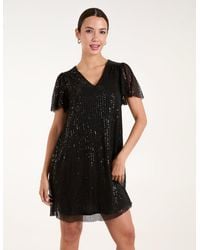 Blue Vanilla - Sequin Flutter Sleeve Dress - Lyst