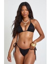 Boohoo - Textured Triangle Bikini Top & Tie Side Bottom Set - Lyst
