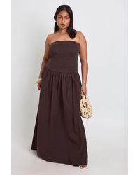 Boohoo - Plus Rib Cotton Mix Dropped Hem Maxi Dress - Lyst