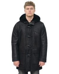 Infinity Leather - Winter Sheepskin Hooded Duffle Coat-Montpellier - Lyst
