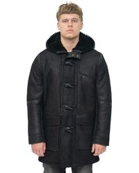 Infinity Leather - Winter Sheepskin Hooded Duffle Coat-Montpellier - Lyst