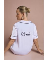 Boohoo - Bridal 'Bride' Jersey Embroidered Short Sleeve Shirt & Pyjama Set - Lyst
