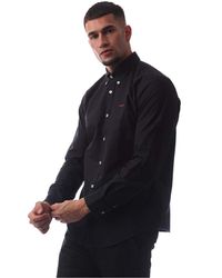 BOSS - Embroidered Collared Neck Button Down Long Sleeve Shirt - Lyst