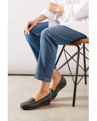 Good for the Sole - Wide Fit Niamh Leather Comfort Wedge Loafers - Lyst