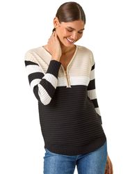 Roman - Colour Block Zip Knit Jumper - Lyst