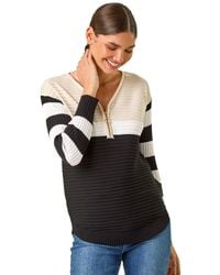 Roman - Colour Block Zip Knit Jumper - Lyst