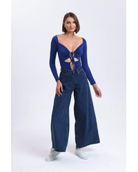 Hiccup - Sweatheart Neck Slinky Fabric Cut Out Low Cut Body - Lyst