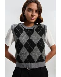 Karen Millen - Argyle Alpaca Blend Knitted Tank Top - Lyst