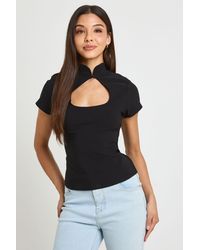 Boohoo - Bengaline Key Hole Cap Sleeve Top - Lyst