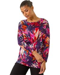 Roman - Floral Print Bubble Hem Stretch Top - Lyst