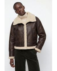 Elle - Sydney Cropped Faux-Shearling Aviator Jacket - Lyst